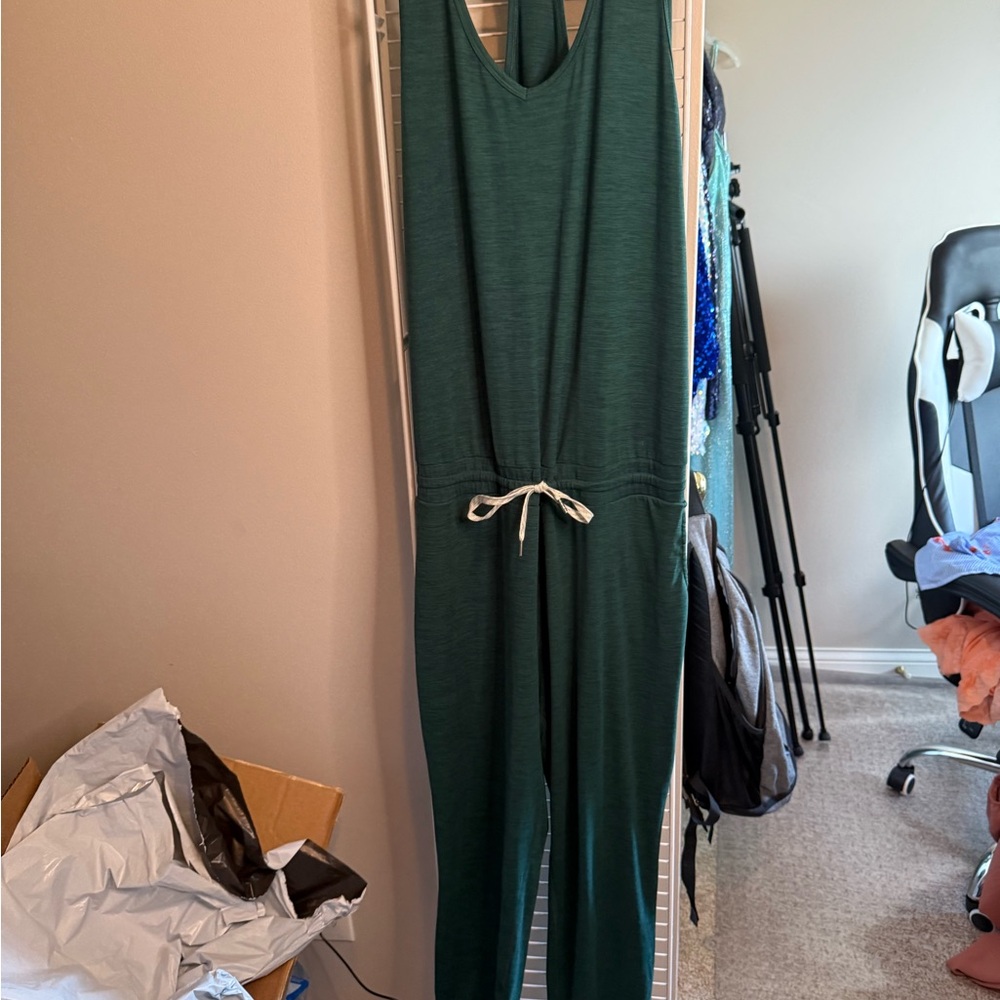 Vuori Teal Jumpsuit with Drawstring Waist